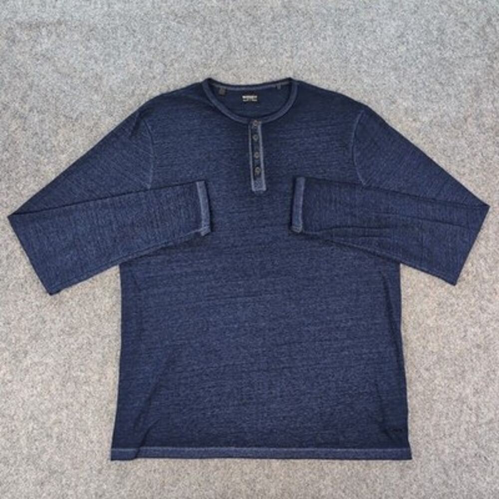 Buffalo David Bitton Shirt Mens XL Heather Blue Long Sleeve Henley Tee Casual